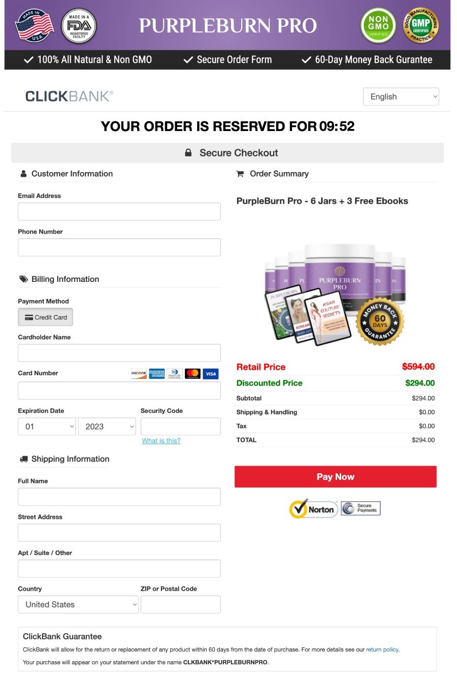 PurpleBurn Pro payment receipt order confirmation successful purchase